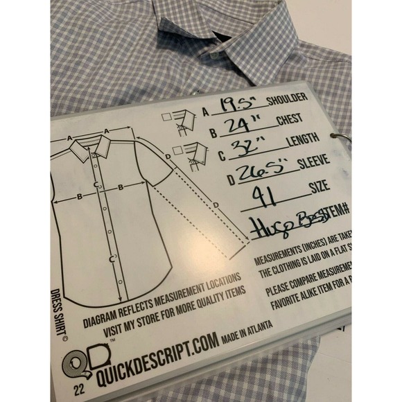 Hugo Boss Light Blue Gingham Button Down Long Sleeve Shirt Size 41 (L) - Picture 2 of 8